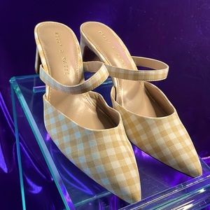 NWOT Kelly & Katie | Cataliya Mules Beige & White Gingham Pattern Super Cute💐